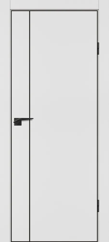 Фото Межкомнатная дверь P-21  черный молдинг PET,  кромка ABS черная c 4-х ст. Белый матовый